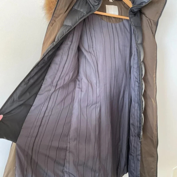 Soia & Kyo BROWN Down  Racoon Fur Hood Long Christy Parka Jacket Coat Sz S - Picture 12 of 13